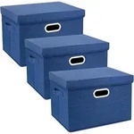 Aufbewahrungsbox mit Deckel, Stoff, faltbar, waschbar, 3er Set, Klassisch Blau,