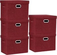TYEERS Gro&szlig;e Aufbewahrungsbox mit Deckel 5-St&uuml;ck 44x30x29 cm Rotwein