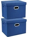 Aufbewahrungsbox mit Deckel, Stoff, faltbar, waschbar, 44x30x29 cm, 2 St&uuml;ck,