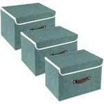 Faltbare Aufbewahrungsbox mit Deckel, Stoff, Waschbar, 3er Set, 38x25x25 cm,...