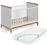 Babybett Vitalispa Malia Wei&szlig;/Artisan 70x140 cm mit Matratze, Model 58591 -