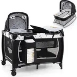 COSTWAY 5 in 1 Beistellbett Baby, Babybett mit Rollen, Matratze, Kinderreisebett