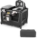 COSTWAY 5 in 1 Beistellbett Baby, Reisebett mit Stubenwagen & Wickelauflage,