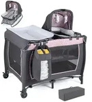 COSTWAY 5 in 1 Beistellbett Baby, Reisebett mit Matratze, Kinderreisebett ,