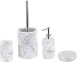 BELIANI Badezimmer Set Wei&szlig; Keramik 4-teilig Trinkglas Seifenschale...