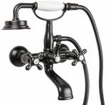 PaulGurkes schwarze Wannenarmatur Retro Aufputz Nostalgie Handbrause Antik