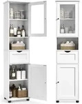 VASAGLE Badezimmerschrank, Badschrank, Hochschrank, Glast&uuml;r, Badezimmerm&ouml;bel -
