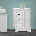 ML-Design Badezimmerschrank Wei&szlig;, 55x81x30 cm, Badschrank mit 1 T&uuml;r, 4...