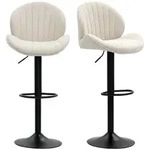 Barhocker 2er Set H&ouml;henverstellbar Drehbar Tresenhocker mit Chenille-Optik...