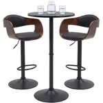 CLP Bartisch mit Barhocker-Set f&uuml;r 2 Personen Kivo, Stehtisch rund 60cm,...