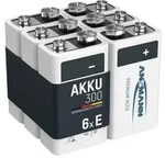 ANSMANN Akku 9V 300mAh E-Block NiMH 1,2V &ndash; 1000x wiederaufladbar (6 St&uuml;ck)