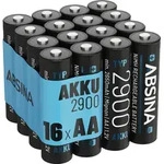 ABSINA 16x Akku AA wiederaufladbar 2900 - NiMH AA Akkus mit 1,2V & min. 2650mAh...