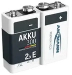 ANSMANN Akku 9V 300mAh E-Block NiMH &ndash; 1000x wiederaufladbar (2 St&uuml;ck) -...
