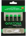 PATONA Premium USB-C 4x AAA Akkus Lithium 1.5V 750mWh mit 1 zu 2 USB-C Ladekabel