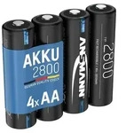 ANSMANN Akku Mignon AA, min. 2650 mAh 1,2V, 4 St&uuml;ck, hohe Kapazit&auml;t - Schwarz