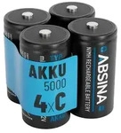 ABSINA 4x Batterien C Baby LR 14 wiederaufladbar 5000 mit geringer...