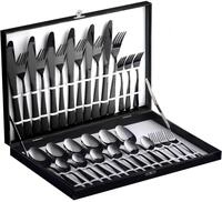 Besteck Set 30-teilig f&uuml;r 6 Personen Schwarz 18/10 Edelstahl Spiegelpoliert