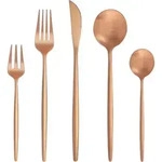 Besteck Set 6 Personen 30-teilig Edelstahl Ros&eacute;gold Matt Sp&uuml;lmaschinenfest -...
