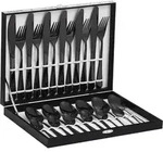 Besteckset 24 Teile Edelstahl 18/10 Schwarz f&uuml;r 6 Personen mit Essl&ouml;ffel,...