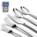 Besteckset 20-teilig f&uuml;r 4 Personen mit Steakmessern, Edelstahl, Silber -...