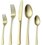 Besteckset 30-teilig f&uuml;r 6 Personen Champagner Gold Matt Edelstahl