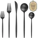 Besteckset 60-teilig f&uuml;r 12 Personen, Edelstahl, Mattschwarz, Sp&uuml;lmaschinenfest -