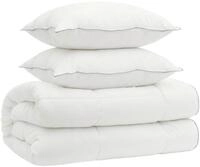 vidaXL Bettdecke und Kissen Set 3 stk. 155x220 cm 4 Jahreszeiten Wolle - Wei&szlig;