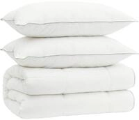 vidaXL Bettdecke und Kissen Set 3 stk. 135x220 cm 4 Jahreszeiten Wolle - Wei&szlig;
