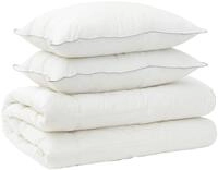 vidaXL Bettdecke und Kissen Set 3 stk. 240x260 cm Winter 450 GSM Wolle - Wei&szlig;