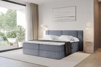 ALTDECOR Boxspringbett - H3 Matratze und Topper - EVON - 140x200 - Grau - Doppelbett,
