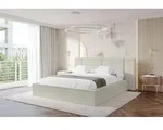 ALTDECOR Polsterbett mit Bettkasten - RIVO - 200x200 - Creme - Bett ohne Matratze,