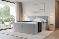 ALTDECOR Boxspringbett - H3/H4 Matratze und Topper - EVON KING - 140x200 - Hellgrau -