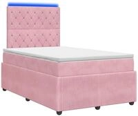 vidaXL LED Boxspringbett mit Matratze Rosa 120 x 200 cm Samt - Rosa