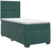 vidaXL Boxspringbett mit Matratze Dunkelgr&uuml;n 90 x 200 cm Samt