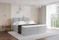 ALTDECOR Boxspringbett - H3 Matratze und Topper - NINA - 200x200 - Grau - Doppelbett,