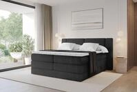 ALTDECOR Boxspringbett - H3/H4 Matratze und Topper - EVON KING - 180x200 - Schwarz -