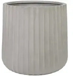 VIVANNO Blumentopf Fiberglas VEKRA ARC Rund, Betongrau geriffelt - 55x50 cm -...