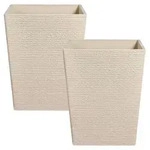 BELIANI Blumentopf 2er Set Beige Kunststoff Quadratisch 42 cm Modernes Design...