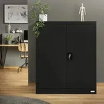 ML-Design Aktenschrank abschlie&szlig;bar, 90x40x109 cm Schwarz, Stahl, 3