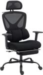 HOMCOM Ergonomischer B&uuml;rostuhl mit Lendenst&uuml;tze, verstellbare Kopfst&uuml;tz -...