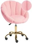 BELIANI B&uuml;rostuhl Rosa Boucl&eacute; H&ouml;henverstellbar Drehbar Bremsbare Rollen