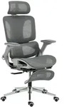HOMCOM Ergonomischer B&uuml;rostuhl, Mesh-Deskstuhl mit Lendenst&uuml;tze, Grau - Grau