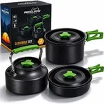 Camping Kochtopfset 3 in 1 Leichtes Aluminium Topfset f&uuml;r Gasherde -