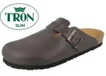 TRON Escalet slim Damen Herren Tieffu&szlig;bett Clog dunkelbraun Nubukleder -...
