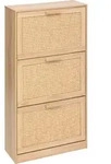 Schmaler hoher Schuhschrank CANE, Wiener Geflecht, 60 x 24 x 113 cm - Beige