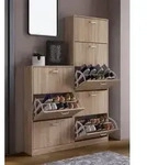 VCM Holz Schuhschrank | Ma&szlig;e: H. 170 x B. 59 x T. 22 cm | 5 Klappen - Sipos XL...