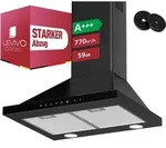 LEVIVO A+++ 770 m3/h Dunstabzugshaube 60cm Umluft & Abluft , Schwarz - Schwarz