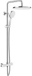 Rainsworth Duschsystem mit Thermostat, 30cm ABS Rund Regendusche, 3 Strahlarten