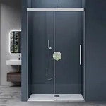 doporro Duscht&uuml;r Nischent&uuml;r dusche 140x195cm Duschwand Chrom...