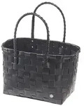 Kobolo Tasche Einkaufstasche Einkaufskorb geflochten Kunststoff Shopper - NOIR...